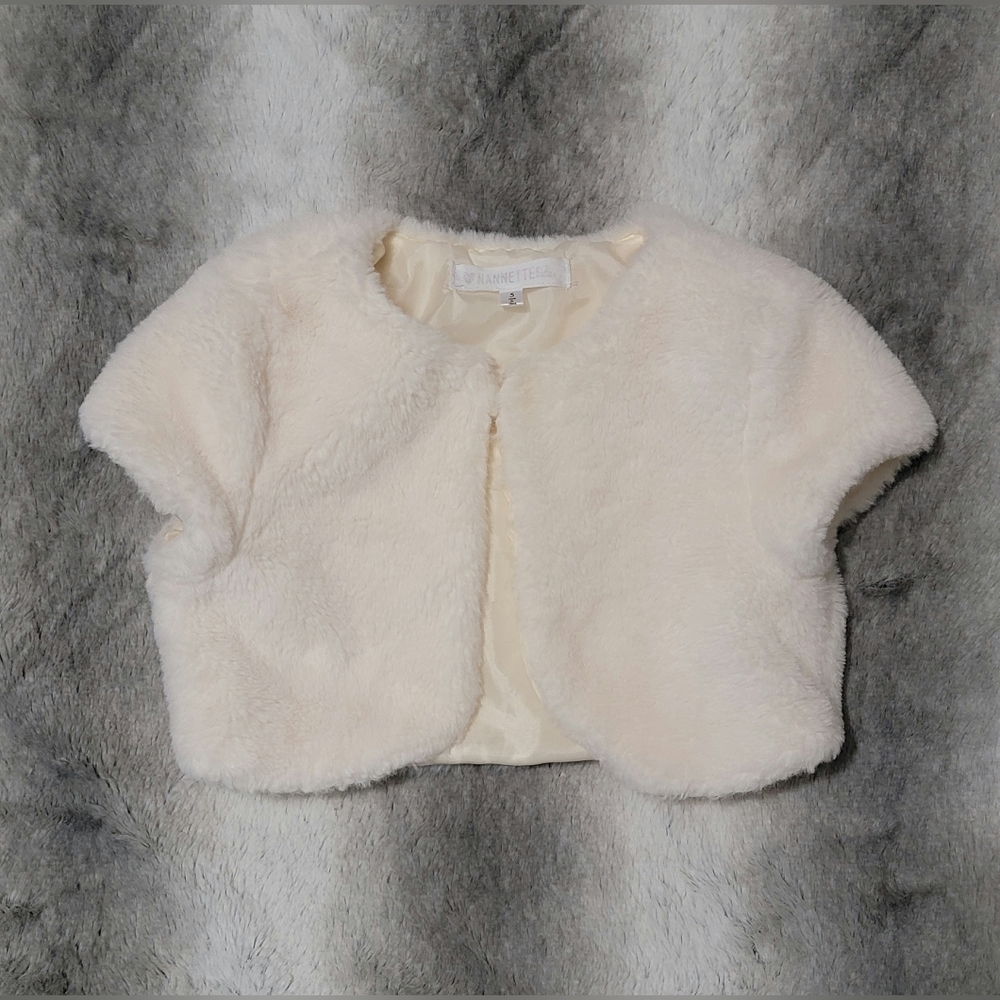 Girls Faux Fur Ivory Vest/Jacket - Size 5